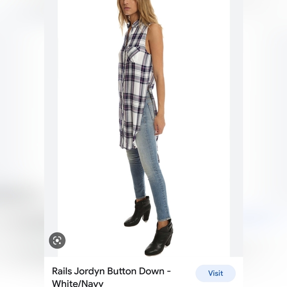 Rails Jordyn button down whit/black Plaid Shirt Indie Sleeze Grunge Goddess - Picture 1 of 6